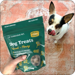 pet treats in compostable pouch